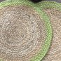 Natural Jute and Chartreuse Table Mats, Set of 4/6/8, Handmade Placemats, Jute Placemat, Decorative