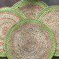Natural Jute and Chartreuse Table Mats, Set of 4/6/8, Handmade Placemats, Jute Placemat, Decorative