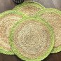 Natural Jute and Chartreuse Table Mats, Set of 4/6/8, Handmade Placemats, Jute Placemat, Decorative