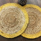 Natural Jute and Sunshine Yellow Table Mats, Set of 4/6/8, Handmade Placemats, Jute Placemat