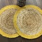Natural Jute and Sunshine Yellow Table Mats, Set of 4/6/8, Handmade Placemats, Jute Placemat