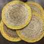 Natural Jute and Sunshine Yellow Table Mats, Set of 4/6/8, Handmade Placemats, Jute Placemat
