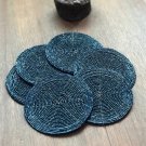 Navy Blue Coasters, Set of 6, Handmade Beaded Coasters, Decorative Coasters, Gift for her.
