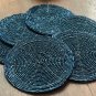 Navy Blue Coasters, Set of 6, Handmade Beaded Coasters, Decorative Coasters, Gift for her.