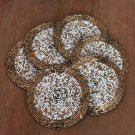 Antique Gold & White Coasters, Set of 6, Handmade Beaded Coasters, Decorative Coasters