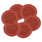 Red Coasters, Set of 6, Handmade Beaded Coasters, Decorative Coasters, Gift for her