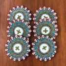 Set of 6 Floral Multi Colored Coasters, Handmade Beaded Coasters, Decorative Coasters, Gift