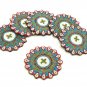 Set of 6 Floral Multi Colored Coasters, Handmade Beaded Coasters, Decorative Coasters, Gift