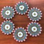 Set of 6 Floral Multi Colored Coasters, Handmade Beaded Coasters, Decorative Coasters, Gift
