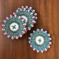 Set of 6 Floral Multi Colored Coasters, Handmade Beaded Coasters, Decorative Coasters, Gift