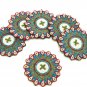 Set of 6 Floral Multi Colored Coasters, Handmade Beaded Coasters, Decorative Coasters, Gift