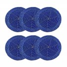 Royal Blue Coasters, Set of 6, Handmade Beaded Coasters, Decorative Coasters, Gift for her