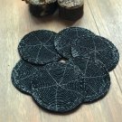 Black Coasters, Set of 6, Handmade Beaded Coasters, Decorative Coasters, Gift for her