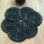 Black Coasters, Set of 6, Handmade Beaded Coasters, Decorative Coasters, Gift for her