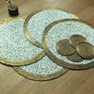 14" Placemats and 4" Coasters, Set of 4 or 6, Handmade Beaded Charger and Coasters, Centre Piece