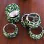 Green White Beaded Napkin Rings, Set of 6/8/10/12, Beaded Napkin Rings, Housewarming Gift Set.