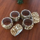Gold White Beaded Napkin Rings, Set of 6/8/10/12, Beaded Napkin Rings, Housewarming Gift Set