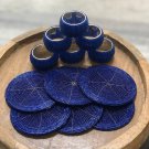 Royal Blue Beaded Napkin Rings and Coasters, Set of 6/8/10/12, Napkin Rings