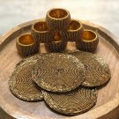 Antique Gold Beaded Napkin Rings and Coasters, Set of 6/8/10/12, Napkin Rings