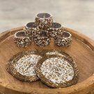White-Gold Beaded Napkin Rings and Coasters, Set of 6/8/10/12, Napkin Rings