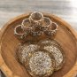 White-Gold Beaded Napkin Rings and Coasters, Set of 6/8/10/12, Napkin Rings