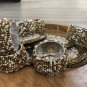 White-Gold Beaded Napkin Rings and Coasters, Set of 6/8/10/12, Napkin Rings