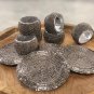 Grey Beaded Napkin Rings and Coasters, Set of 6/8/10/12, Napkin Rings