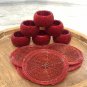 Red Beaded Napkin Rings and Coasters, Set of 6/8/10/12, Napkin Rings