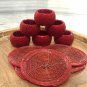 Red Beaded Napkin Rings and Coasters, Set of 6/8/10/12, Napkin Rings