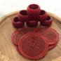 Red Beaded Napkin Rings and Coasters, Set of 6/8/10/12, Napkin Rings