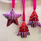 Set of 6 Christmas Ornaments, Holiday Decor, Christmas Star & Tree Ornaments