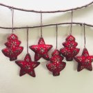 Set of 6 Christmas Ornaments,Xmas Hanging,Christmas Star and Tree Hangings