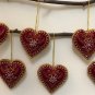 Set of 6 Red Heart Christmas Ornaments, Holiday Decor, Xmas Hanging, Handmade