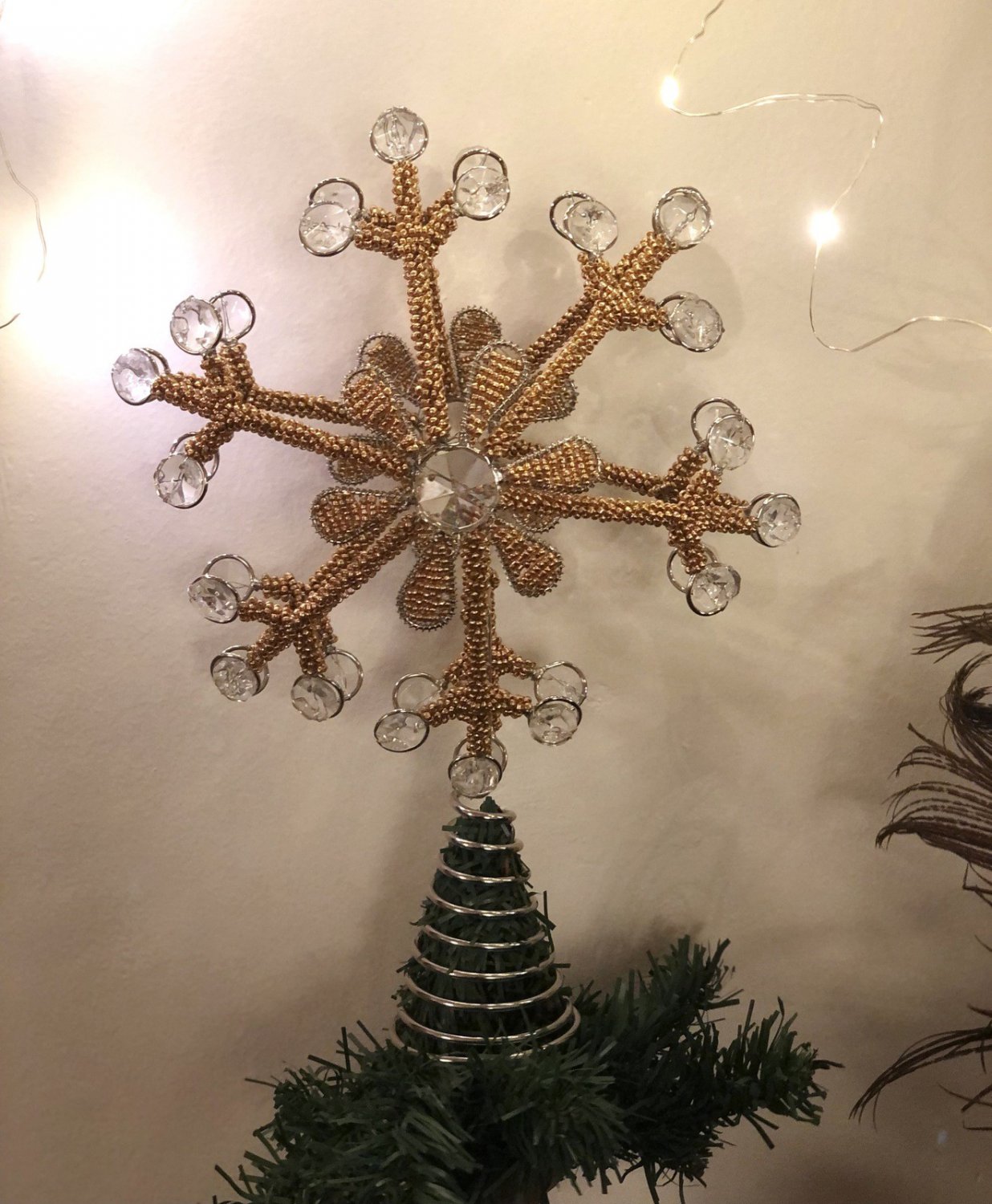 Christmas Tree Topper, Snowflake Gold Tree Topper, Snowflake Star Tree Topper