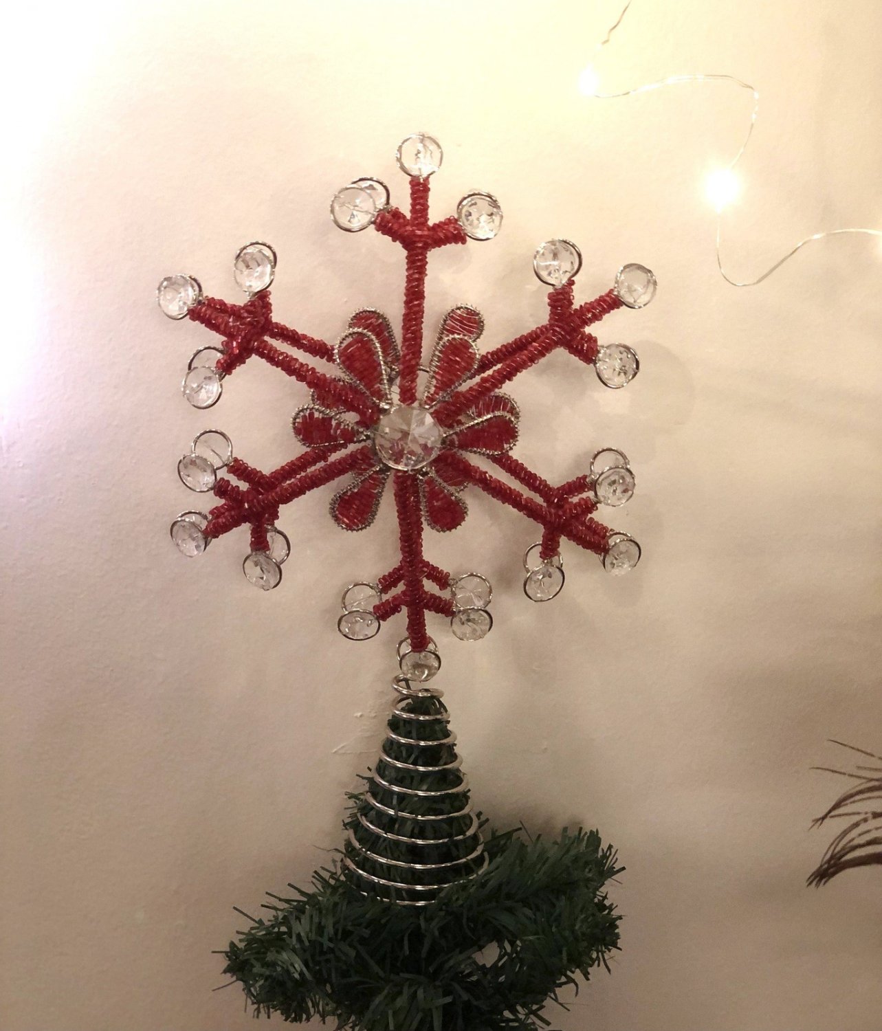 Christmas Tree Topper, Snowflake Red Tree Topper, Snowflake Star Tree Topper