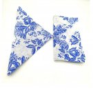 Set of 4 Blue & White Floral Cotton Napkins, Dinner Napkins, Cotton Napkins