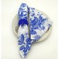 Set of 4 Blue & White Floral Cotton Napkins, Dinner Napkins, Cotton Napkins