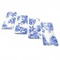 Set of 4 Blue & White Floral Cotton Napkins, Dinner Napkins, Cotton Napkins