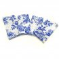 Set of 4 Blue & White Floral Cotton Napkins, Dinner Napkins, Cotton Napkins