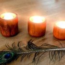 Set of 3 Wooden Tea Light Holders, Table Top Votive, Home Decor, Christmas Gift.