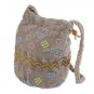 Beige Beaded Velvet Evening Bucket Bag , Wedding Gift, Valentines Gift