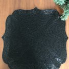 Beautiful Beaded Placemat 1 Piece for Dining Table (Black Flower Design) 14'' inch