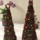 Set of 2 Christmas Tree ,Beaded Tree, Red & Green Beaded Tree, Christmas Gift, Home Decor