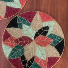 Colorful Leafy Round Beaded Placemats, Set of 2/4 Handmade Beaded Mats, CentrePiece, Charger