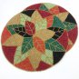 Colorful Leafy Round Beaded Placemats, Set of 2/4 Handmade Beaded Mats, CentrePiece, Charger