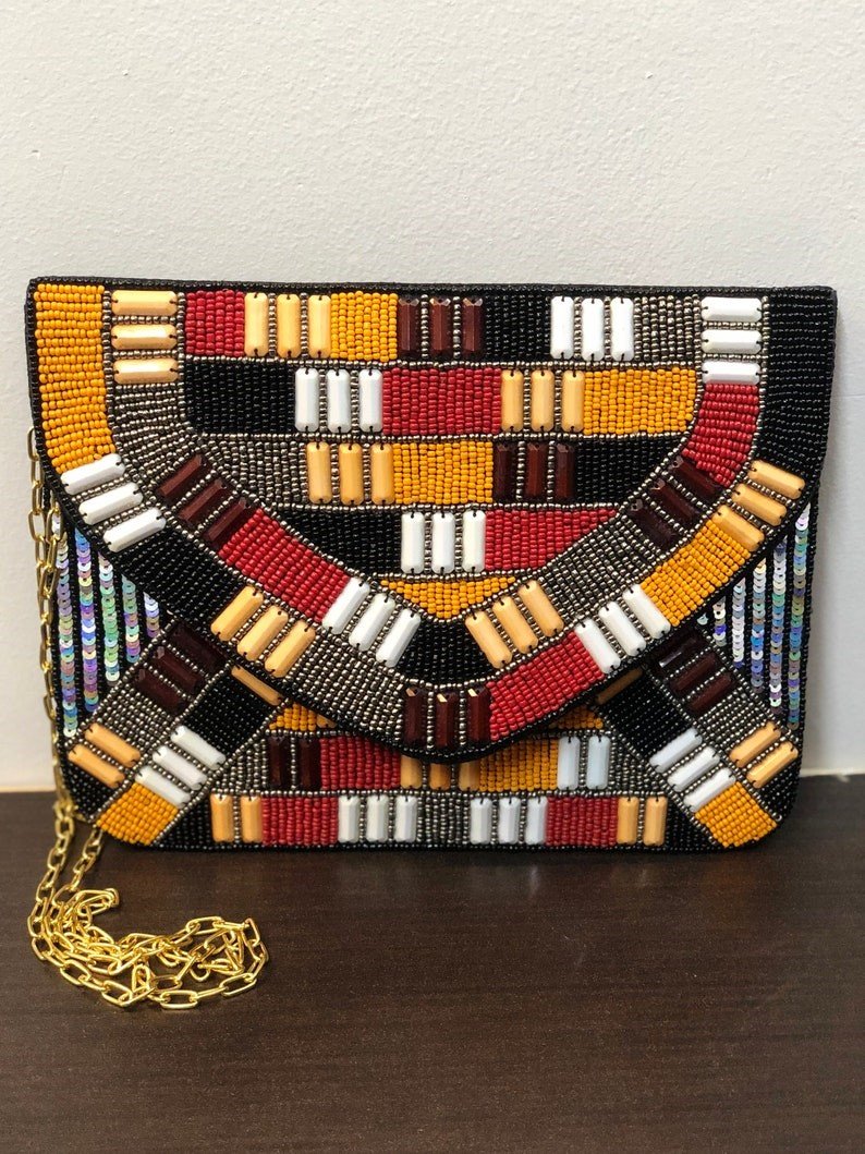 Multi Colored Evening Clutch Bag, Handmade Designer Wedding Gift Clutch Bag