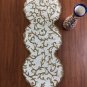 Handmade Beaded Table Runner ,13x60 Inches, White Gold, Housewarming Gift