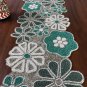 Handmade Beaded Table Runner, White Green, Housewarming Gift