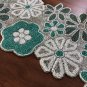 Handmade Beaded Table Runner, White Green, Housewarming Gift