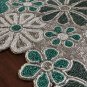 Handmade Beaded Table Runner, White Green, Housewarming Gift